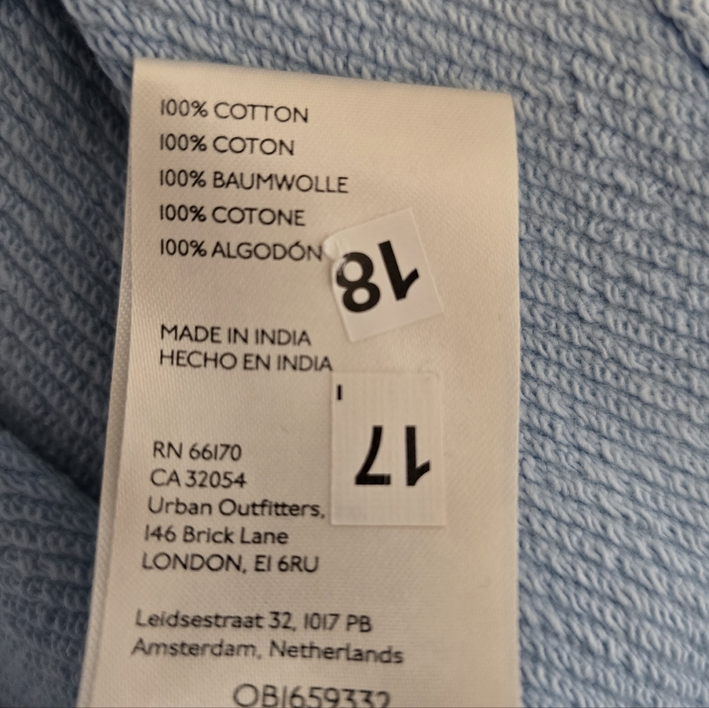 Anthropologie Pilcro Mixed Media Oversized Pullover Top Blue Balloon Sleeve Sz S - Picture 14 of 14